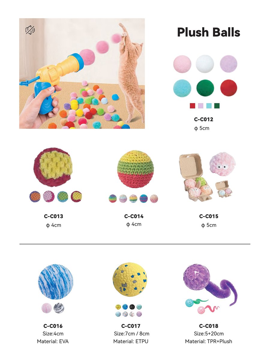 Plush Balls C-C012 – C-C018 wholesale cat toys | PawMivo