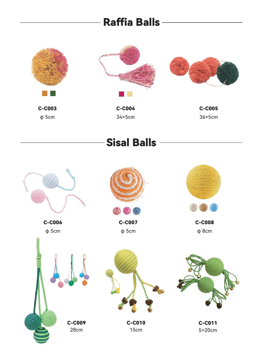 Raffia & Sisal Balls C-C003 – C-C011 wholesale cat toys | PawMivo