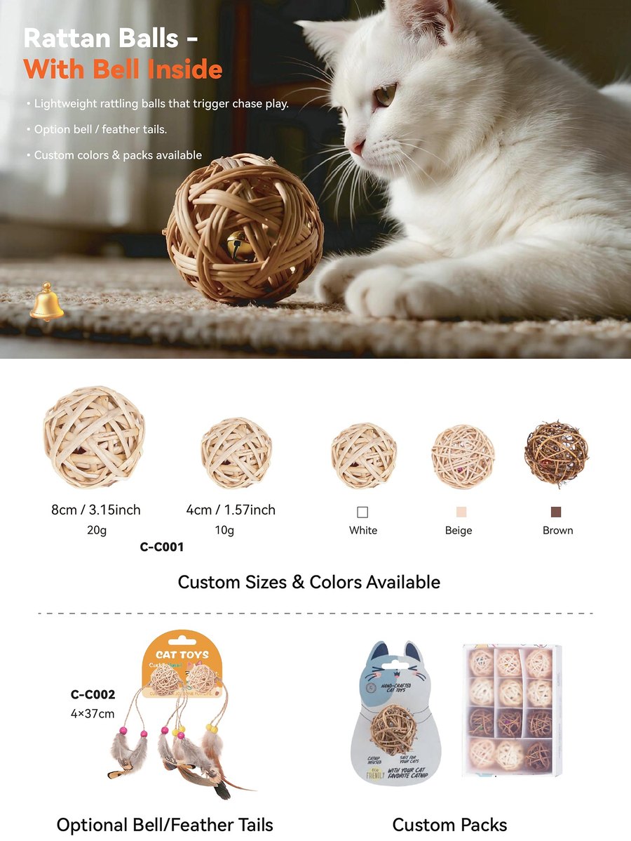 Rattan Balls C-C001 · C-C002 wholesale cat toys | PawMivo