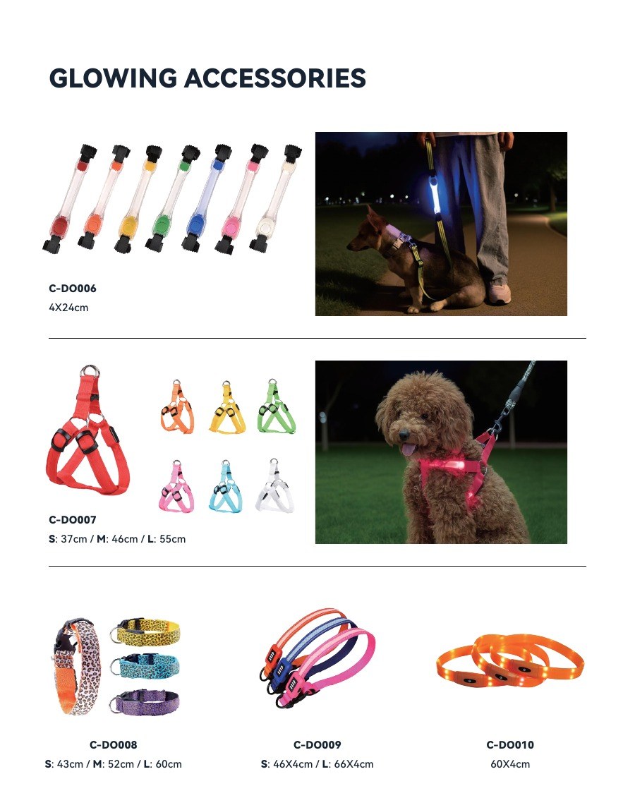 Outdoor Dog Accessories Catalog Glowing outdoor dog collars and accessories from PawMivo